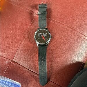 AC/DC Black watch with Leather Strap